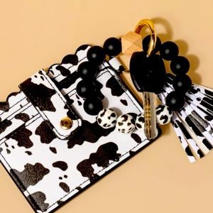 Cow print wristlet wallet